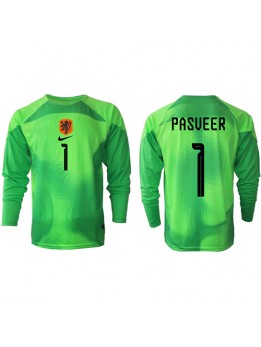 Nederländerna Remko Pasveer #1 Målvakt Replika Hemmakläder VM 2022 Långärmad